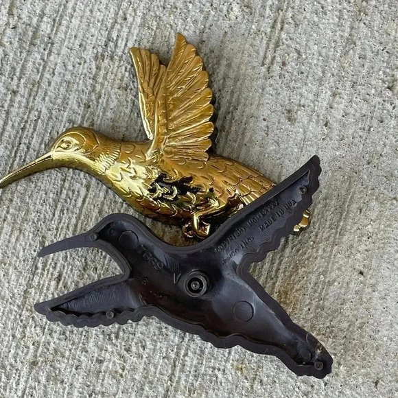 Homco MCM Vintage Hummingbird Wall Art Plastic Retro Gold Tones - Picture 3 of 5